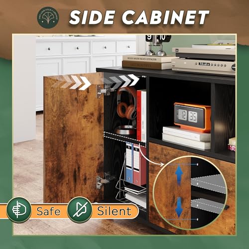 DEVAISE Printer Stand with Storage, Mobile Wood File Cabinet, Rustic Brown - color: Rustic Brown, style: Modern