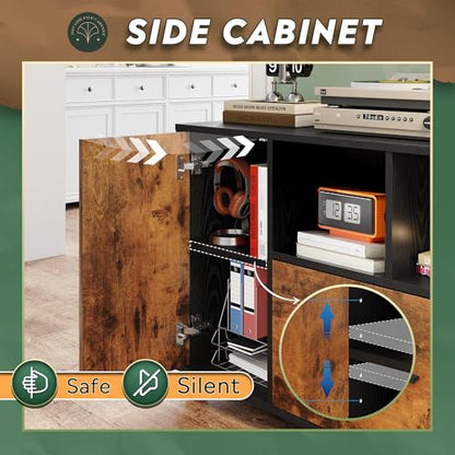 DEVAISE Printer Stand with Storage, Mobile Wood File Cabinet, Rustic Brown - color: Rustic Brown, style: Modern