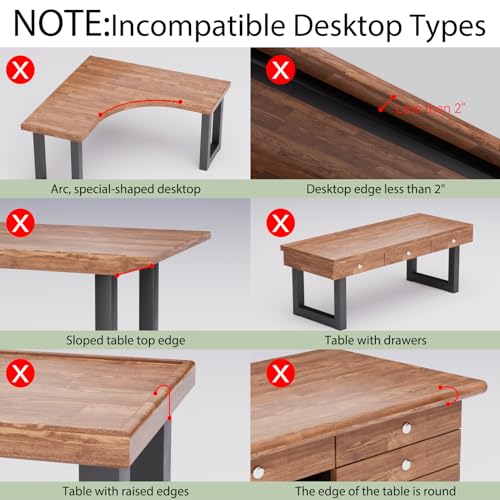 Desktop Keyboard Tray, Under Desk Pull Out,25.59" X 11.81" Large Size Radian Keyboard Tray with C-Clip Mount, Easy Installation, Computer Keyboard Stand, for Home Study and Office(Black)