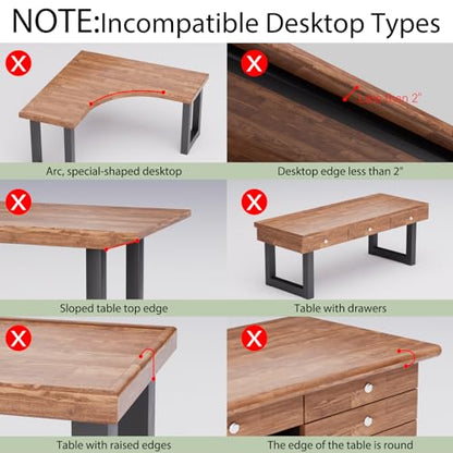 Desktop Keyboard Tray, Under Desk Pull Out,25.59" X 11.81" Large Size Radian Keyboard Tray with C-Clip Mount, Easy Installation, Computer Keyboard Stand, for Home Study and Office(Black)