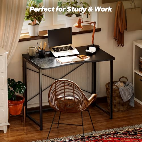 Huuger Folding Desk for Small Spaces, 31.5 Inch Foldable Computer Table - color: Black, size: 18.9"D X 31.5"W