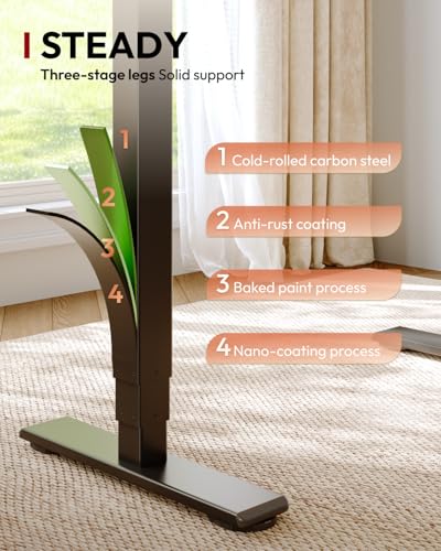 SANODESK Solid Bamboo Dual Motor Standing Desk, 220 lbs, 48×24 - color: Natural Curved Bamboo+black Frame, size: 4824