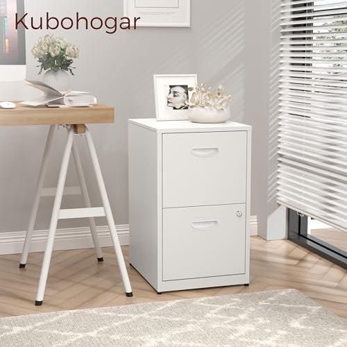 2 Drawer File Cabinet with Lock, Metal Filing Cabinet for Office | Small File Cabinets for Home Office, Under Desk Vertical File Cabinet Fit Hanging Files, Letter & A4 Documents - color: White, style: 2 Drawers-Light Duty