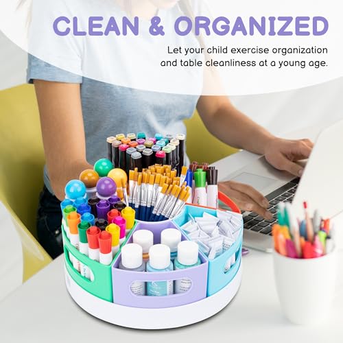 CraftGenes Rotating Art Supply Organizer, 7 Removable Compartments, Rainbow - color: Colorful