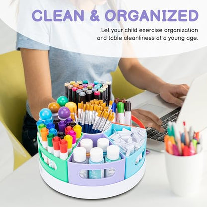 CraftGenes Rotating Art Supply Organizer, 7 Removable Compartments, Rainbow - color: Colorful