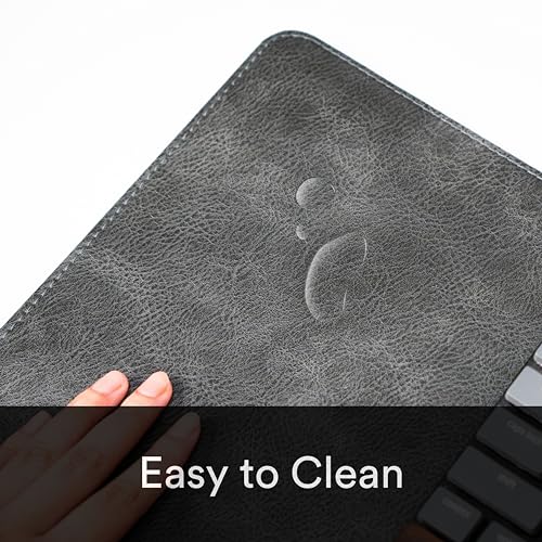 Premium Distressed Faux Vegan Leather Desk Mat | Multifunctional Desk Pad for Home Office | (Black/Grey, 12" x 36") | Hard-wearing distressed vegan leather, desk & mouse pad for writing, gaming, home office and everyday desk protection - color: Black/Grey