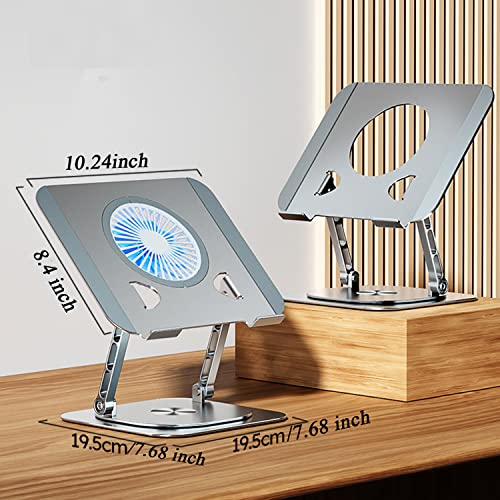 Laptop Stand Fan with 360 Rotating Swivel Base, 10inch Riser Height Adjustable for Typing/Viewing/Presentation,Metal Ergonomic Strong Holder,for Heavy Notebook 12 14 15 17Inch MacBook