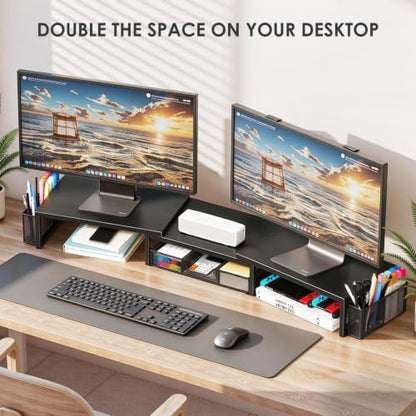 OPNICE Desk Organizers and Accessories, Dual Monitor Stand Riser - color: Matte Black