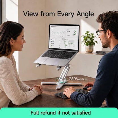 Model-X 3.0 Laptop Stand, Laptop Stand for Desk Adjustable Height, 360 Rotating Laptop Riser Aluminum Portable Foldable Computer Stand for MacBook Pro Air 10–17 inches