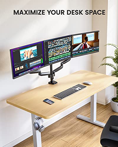 ErGear Triple Monitor Mount for 13-27 inch Screens, Triple Monitor Arms with USB, Heavy Duty Three Monitors Stand with Tilt, Swivel, Rotation, Holds Up to 17.6 lbs Each Arm - size: 13-27 Inch, style: with USB