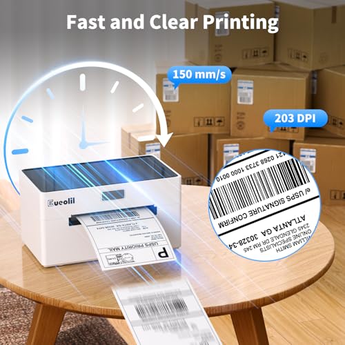 4x6 Thermal Label Printer, All-in-One Portable Bluetooth Shipping Label Printer for Small Business Compatible with Android/iPhone/Mac/Windows for Amazon Shopify Etsy USPS & UPS,White