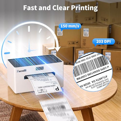 4x6 Thermal Label Printer, All-in-One Portable Bluetooth Shipping Label Printer for Small Business Compatible with Android/iPhone/Mac/Windows for Amazon Shopify Etsy USPS & UPS,White
