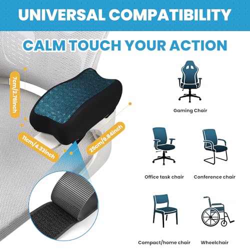 Gel Memory Foam Armrest Pads, Cooling Chair Cushions with Pressure Relief, Non-Slip for Office, Gaming Chair & Wheelchair, Machine Washable Cover, Universal Fit 2 Pack - color: Black1