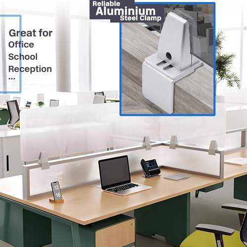 4 Packs Sneeze Guard Support, Aluminum Vertical Partition Board Clamp, Acrylic Desk Divider Support Clamp, Desk Shield Privacy Panel Clamps for Clear Shield for Countertop Reception - size: Downclamp & 4pcs