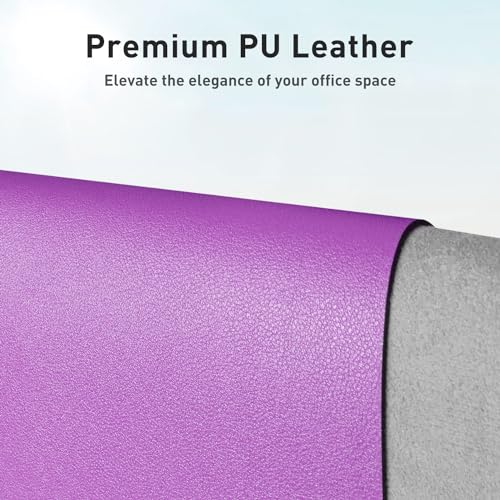 Aothia Leather Desk Pad Protector, Mouse Pad, Office Desk Mat, Non-Slip PU Leather Desk Blotter, Laptop Desk Pad, Waterproof Desk Writing Pad for Office and Home (23.6" x 13.7", Iris Violet) - color: Iris Violet, size: 23.6" x 13.7"