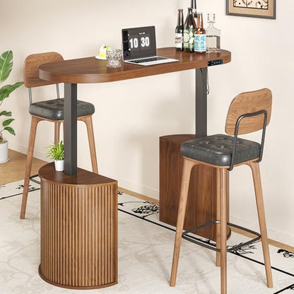 Electric Standing Desk, Sit Stand Up Desk, Adjustable Height Executive Desk - color: Walnut-55"