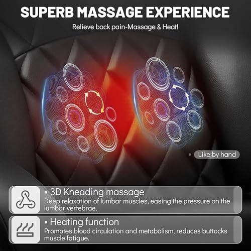 Office Chair with Foot Rest,3D Kneading Massage & Heat Executive Office Chairs for Heavy People,500LBS Big and Tall Office Chair,Ergonomic Reclining Desk Chair,Dual-Use Pillow,Home Office,Black - color: Black, size: 3D Kneading