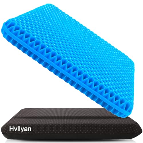 Gel Seat Cushion for Long Sitting, (Thick & Large) Cushion for Wheelchair | Gel Cushion for Office Chair, Soft & Breathable, Chair Cushion, Gel Car Seat Cushion for Hip Pain (Blue Cushion+Black Cover)