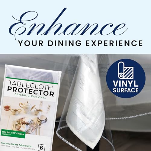 Broder Heavy Duty Clear Plastic Table Cover Protector Rectangle 60x90 – Waterproof, Oil Proof, Wipeable Vinyl Tablecloth Protector, Thick PVC, for Dining Room, Kitchen, Desk, Office, Everyday Use - size: 90" x 60" (Oblong)