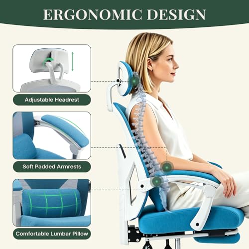 Ergonomic Office Chair with Footrest, Computer Gaming Chair