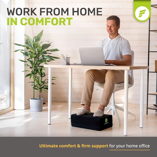 ErgoFoam Flat-Top Adjustable Foot Rest - High-Density Compression-Resistant Foam, Non-Slip, Black, Modern, Office - size: Large