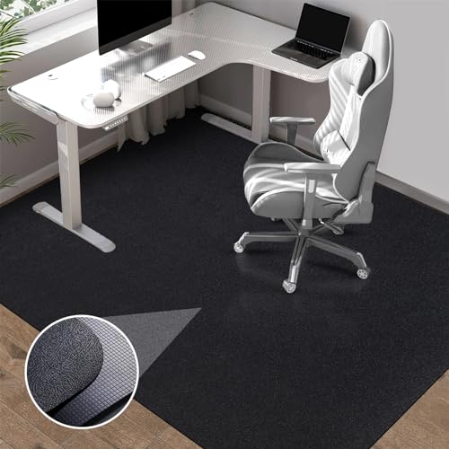 Office Chair Mat for Hardwood Floor: 63" x 51" Extra Large Desk Chair Mat | Black Anti-Slip Rubber Floor Mat for Gaming Rolling Chair, Heavy Duty Sturdy Floor Protector Mat Under L Computer Desk - size: 63" x 51"