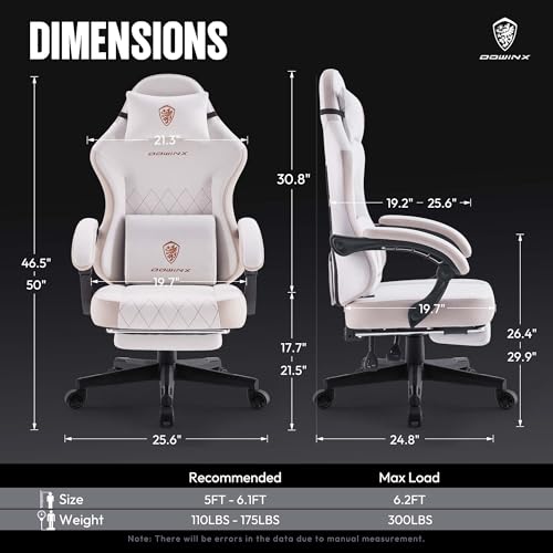 Dowinx Gaming Chair with Footrest, Ergonomic Desk Chair, Beige - color: Beige