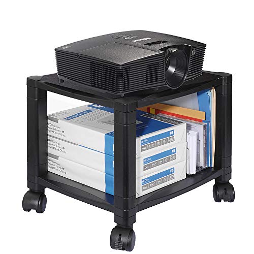 Kantek Mobile Printer Stand Cart, 2 Shelf with Drawer, Adjustable Height, Cable Management, Locking Casters, 17" x 13.25" x 14.12" - size: 17-Inch Standard, style: 2-Shelf
