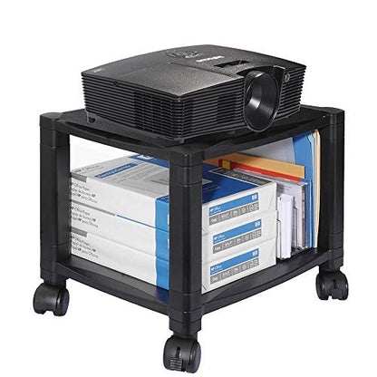 Kantek Mobile Printer Stand Cart, 2 Shelf with Drawer, Adjustable Height, Cable Management, Locking Casters, 17" x 13.25" x 14.12" - size: 17-Inch Standard, style: 2-Shelf