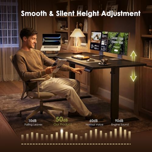 OffiGo 55" Reversible L Shaped Electric Standing Desk, Carbon Fiber Black - color: Carbon Fiber Black, size: 55 Inch