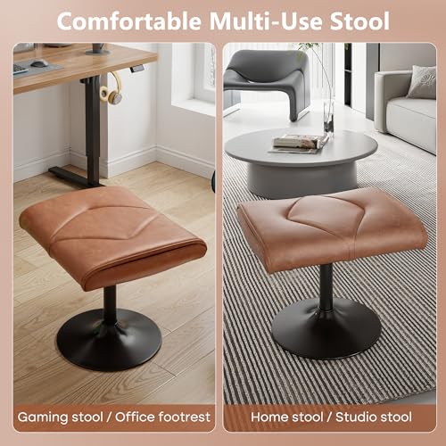 VECELO Foot Rest Under Desk Ottoman, PU Height Adjustable Footrest with Comfort Padding, Leg Rest for Desk for Relieving Leg Pain, Stiffness, and etc, Brown - color: Brown