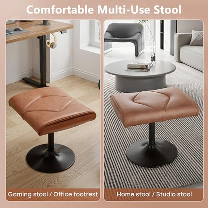 VECELO Foot Rest Under Desk Ottoman, PU Height Adjustable Footrest with Comfort Padding, Leg Rest for Desk for Relieving Leg Pain, Stiffness, and etc, Brown - color: Brown