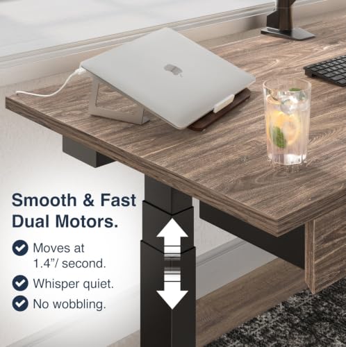 Desky Dual Laminate Sit Stand Desk Black 70.9" Grommets Matte Black - color: Black / Matte Black, size: 70.9 x 29.5 inches with Grommets