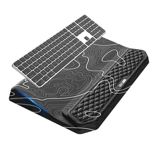 2-in-1 Ergonomic Keyboard Stand with Wrist Rest, Black Topographic - color: Black Topographic