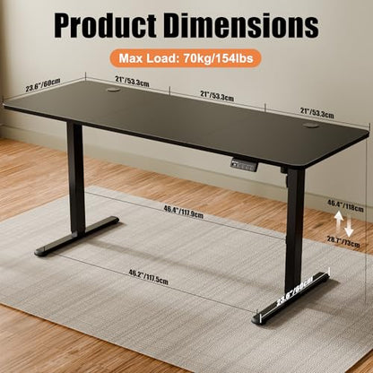 63"x24" Standing Desk, Height Adjustable Sit-Stand Home Office, Black | Electric Adjustable Standing Desk, Sit to Stand Computer Office Desk with Splice Board, Memory Preset, Lifts 28.7''-46.5" - color: Black Frame-black, size: 63-inch