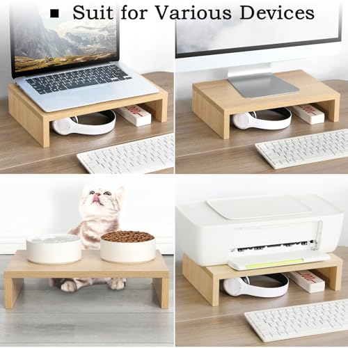 TEAMIX Wood Monitor Stand Riser-2 Packs, Maple | Holds 80Lbs, Stacked/Separate Adjustable Use, 2 Tier Adjustable, Fits laptop, TV, PC. For Home Office, Gaming - color: Maple