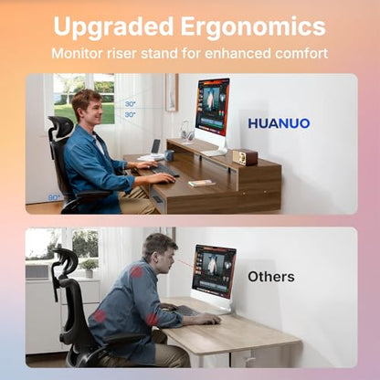 HUANUO 55″ x 26″ Electric Standing Desk with 2 Drawers &24.4″ Large Keyboard Tray, C-Clamp Mount Compatible, Adjustable Computer Desk for Office, Sit Stand Up Desk with 4 Height Presets, Deep Walnut - color: Deep Walnut, size: 55*26 inch