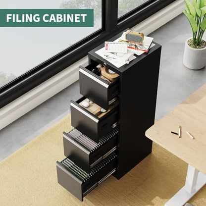 4 Drawer File Cabinet with Lock, Vertical Filing Storage Cabinet, Metal Filing Cabinets, Steel Lockable Storage Cabinets for Home Office, Legal/Letter Size File - size: 4 Drawer