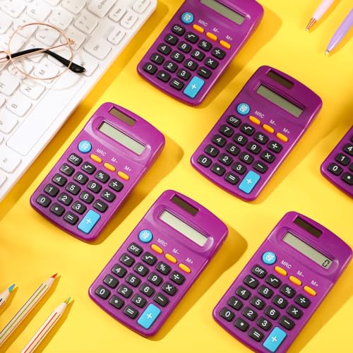 Copkim 24 Pack Student Mini Calculator for Classroom, 8-Digit Display Dual Powered Handheld Math Tools for Teachers, School Supplies and Classroom Rewards, Compact Design(Purple) - color: Purple