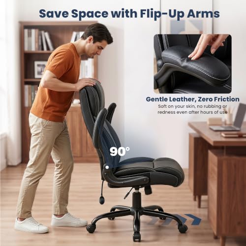 Ergonomic High Back Office Chair with Inflatable Lumbar Support - color: Black