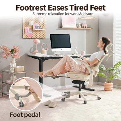 MUSSO E80 Muse Petite Ergonomic Office Chair for Women & Small Frames Beige - color: Beige