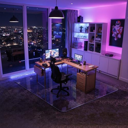 46" x 55" Glass Chair Mat for Carpet, 0.2" Thick Office Chair Mat | Heavy-Duty Tempered Glass With Crystal Clear Surface, Polished Rounded Edges Resists Scratches And Cracks For Smooth Rolling - size: 46" x 55"
