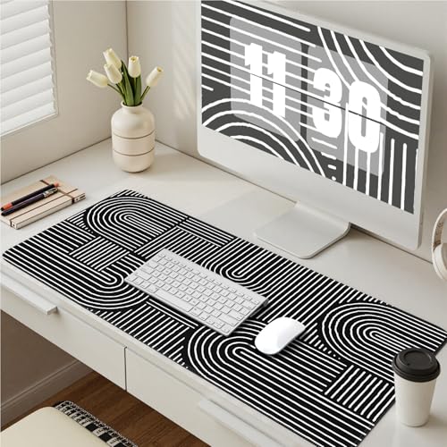 iCasso Black Desk Mat, Large Mouse Pad for Desk, Computer Pad for Desktop - color: Line-Black