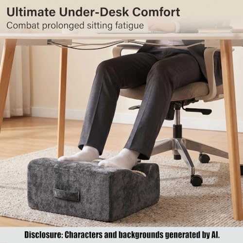 Keep Warm Foot Stool Foot Rest for Under Desk At Work | Office Footrest with Warm Feet Pocket,Ergonomic Under Deskfoot stool Stool for Office Chair & Back &Pain Relief, Dark gray+ - color: Dark Gray+
