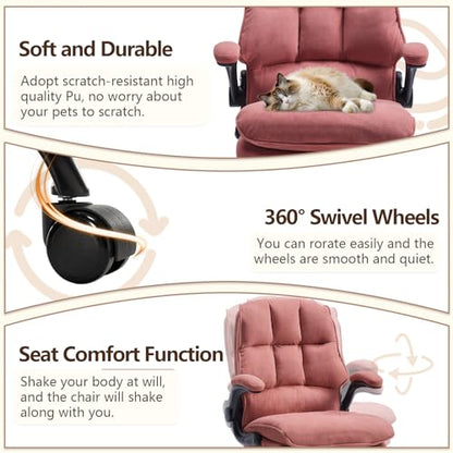 Comfy Office Chair Soft and Double Cushioned Ergonomic Computer Desk Chair | Suitable for Long Hours Executive Office Chair with Flip-up Armrests and Height Adjustment for Home Office pink - color: Pink