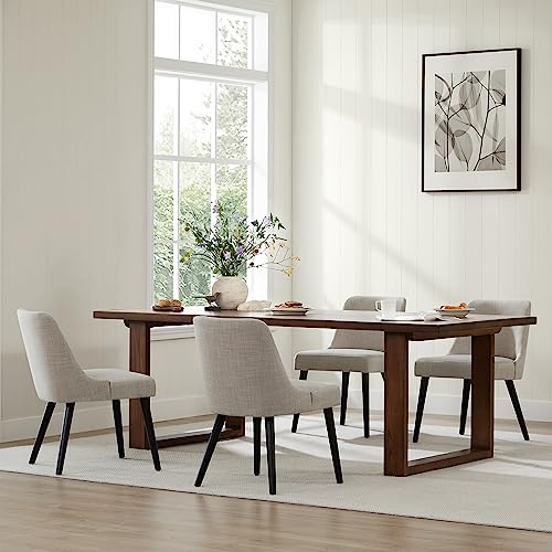 CHITA Mid-Century Modern Dining Chair, Upholstered Fabric Accent Chair for Dining Room, Set of 4,Beige - color: Fabric Beige, 4pcs