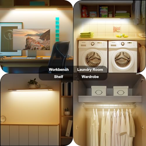 Under Cabinet Lighting Natural White 4000K, Dimmable Under Cabinet Lights with Touch Switch, LED Under Counter Lighting for Desk - color: Natural White, size: 15 Inch - with Plug