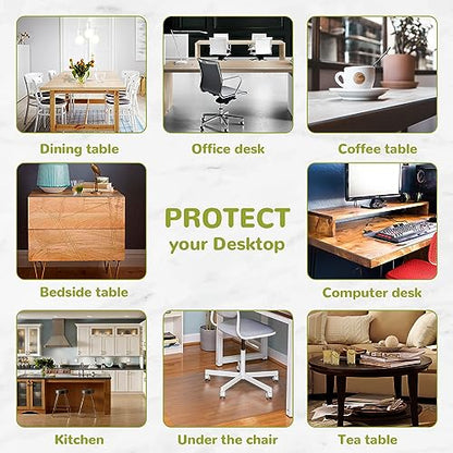 12 x 60 Inch Table Cover Protector - Clear PVC Table Mat, 1.5mm Thick, Vinyl Desk Pad Topper - size: 12" x 60"