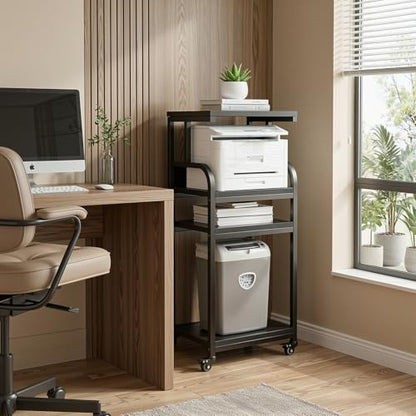 VOWNER 4-Tier Tall Printer Stand with Power Outlet and 4 Lockable Wheels