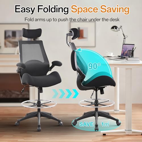 BOLISS Drafting Tall Office Chair 400lbs High Back Standing Desk Chair - color: Black, size: BLS-2818HD